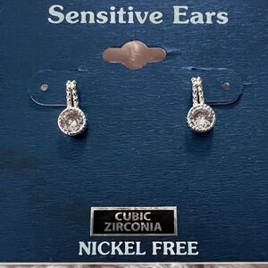 3/$18 Cubic Zirconia Silver Earrings for Sensitive Ears Lot 248